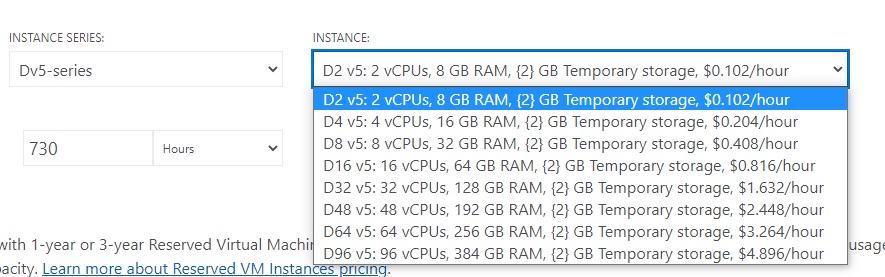 Azure Dv5 VM Cost